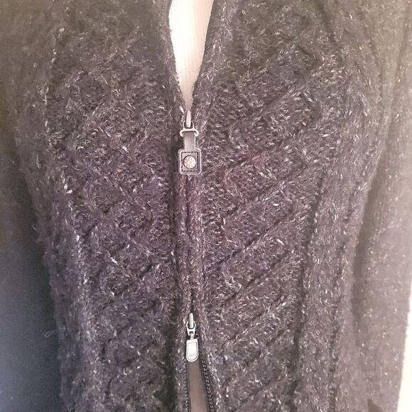 Royal Robbins Double Zip up Cable Knit Sweater Women’s Large Soft Wool Blend - Picture 8 of 10